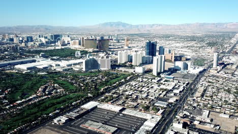 aerial shot of las vegas downtown skyline, tourist travel destination in usa