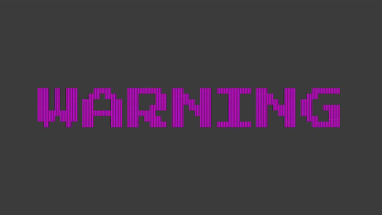 Warning text in pixel art