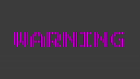 warning text in pixel art