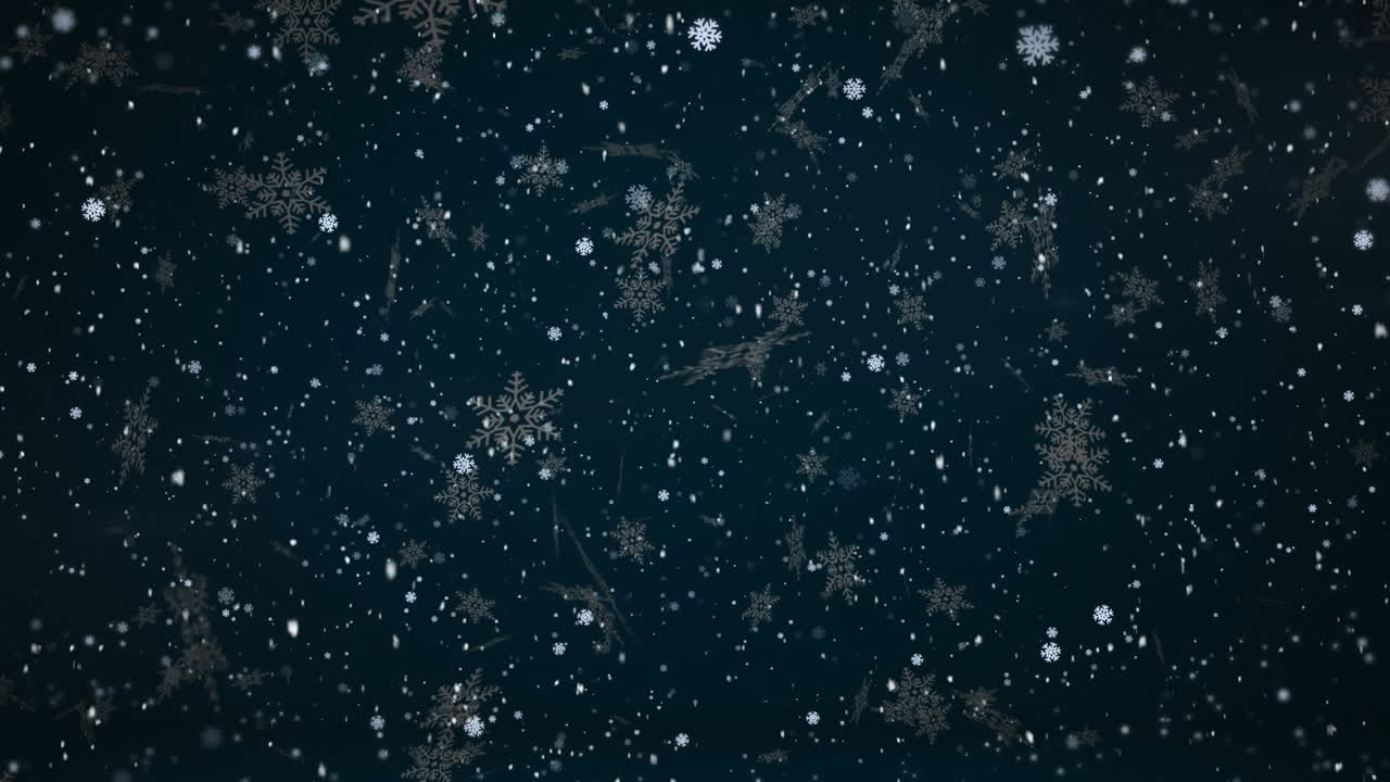 Animation of snow and snow on black background