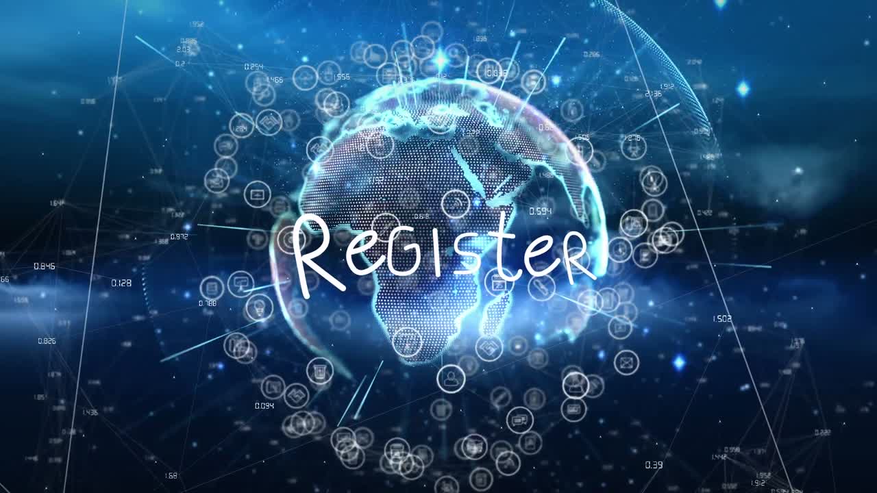 전 세계에 대한 레지스터 텍스트의 애니메이션