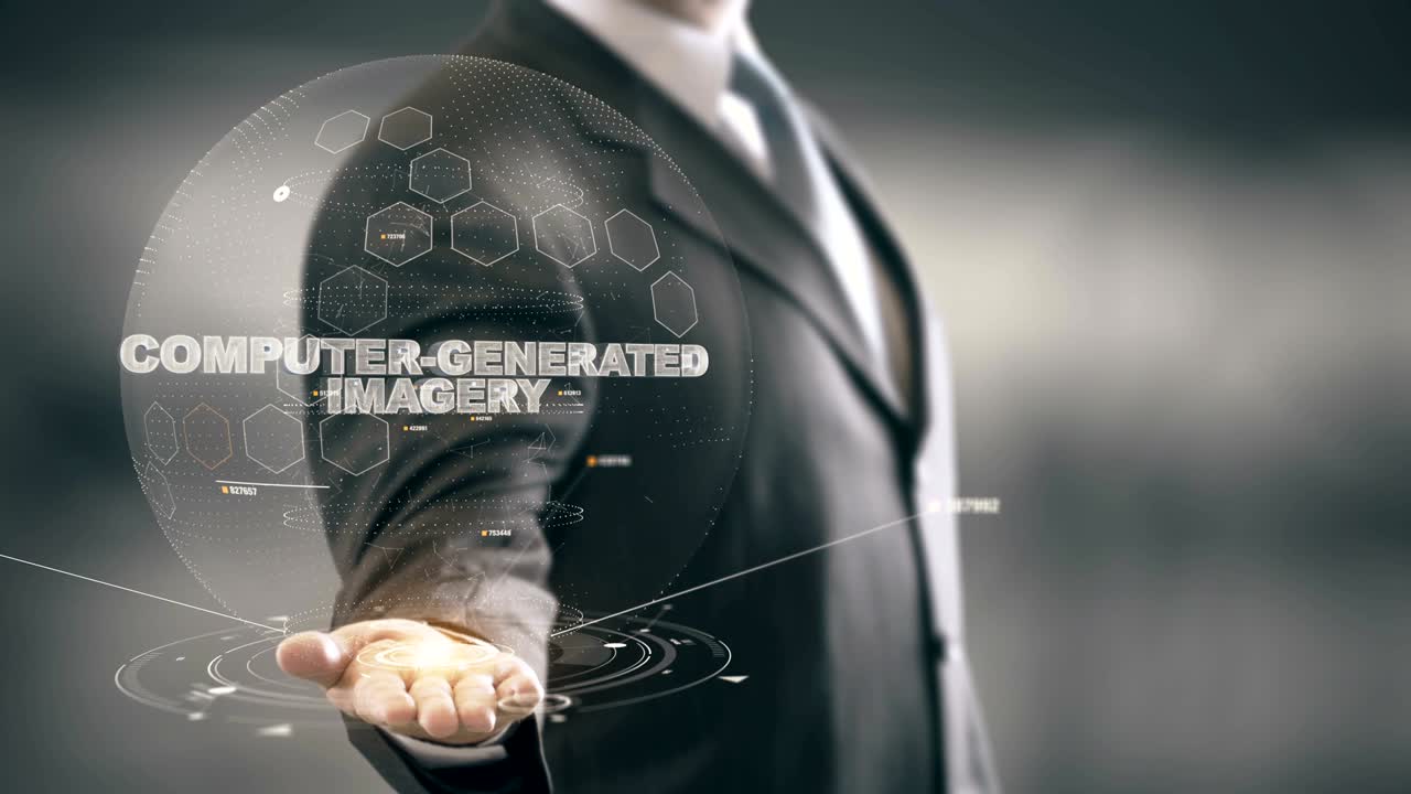 컴퓨터 생성 이미지와 홀로그램 사업가 개념