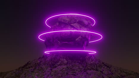 abstract looping neon ring 3d rock sphere rotating background
