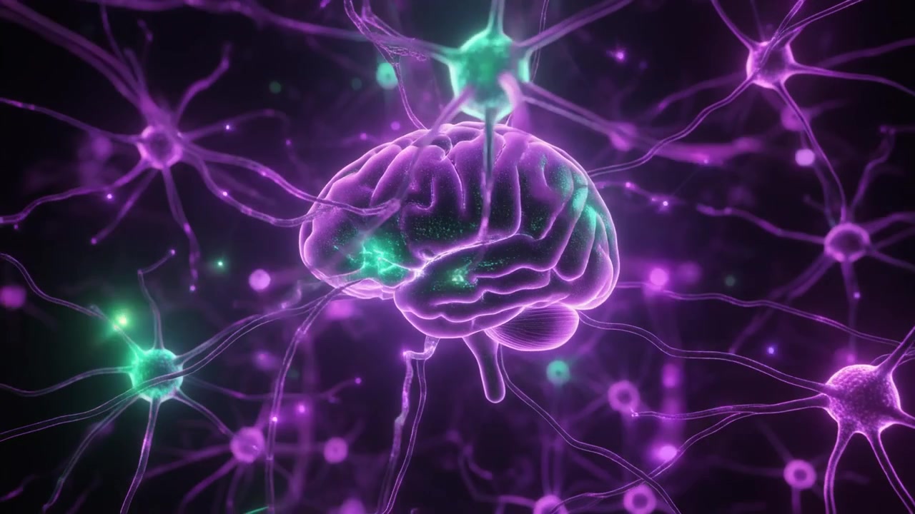 Human Brain Connected to Glowing Neural Network