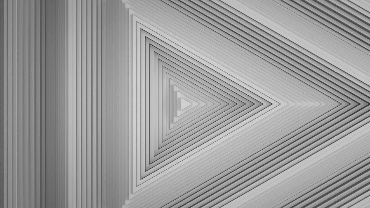 Sequential movement of the white triangle rings. The concept of wave and motion. Minimalistic 3d business background. A game of shadows. The pattern