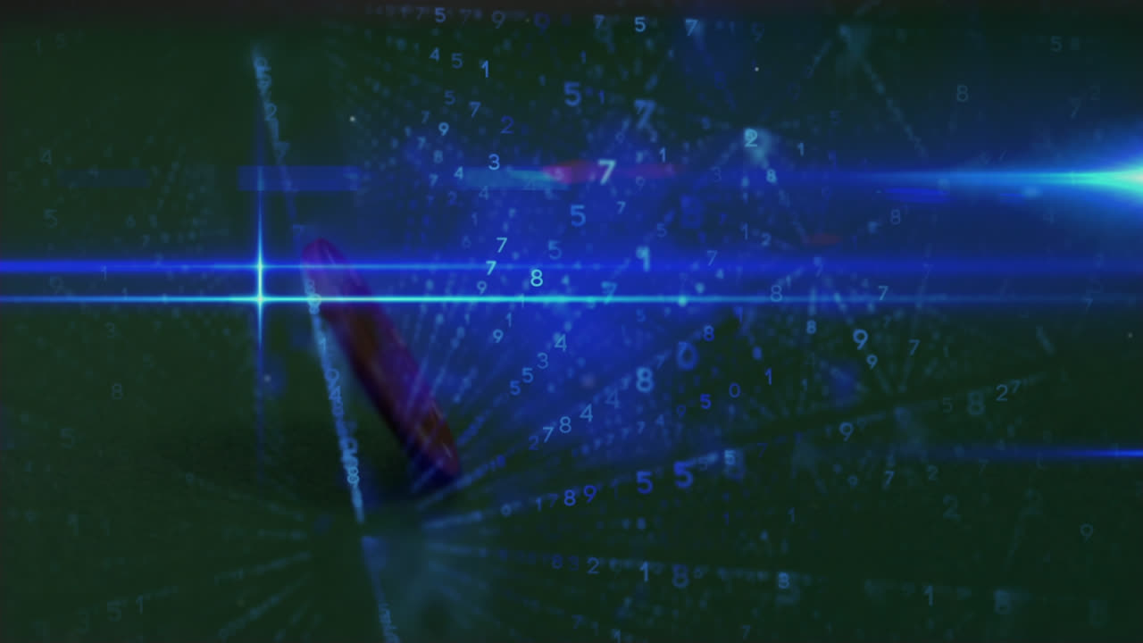 animación del procesamiento de datos y codificación binaria sobre fichas de casino