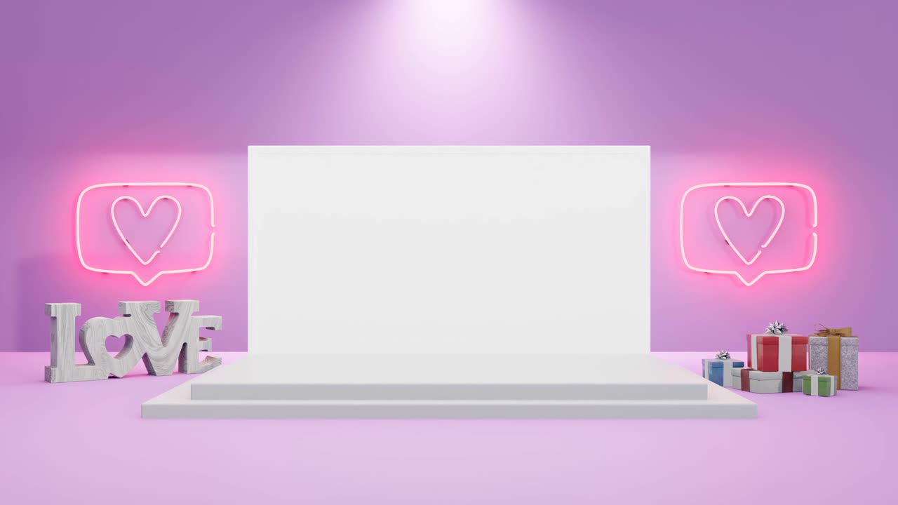사랑 테마의 프레젠테이션 무대 분홍색 배경 모 ⁇