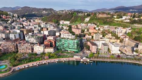 drone footage of lugano, switzerland