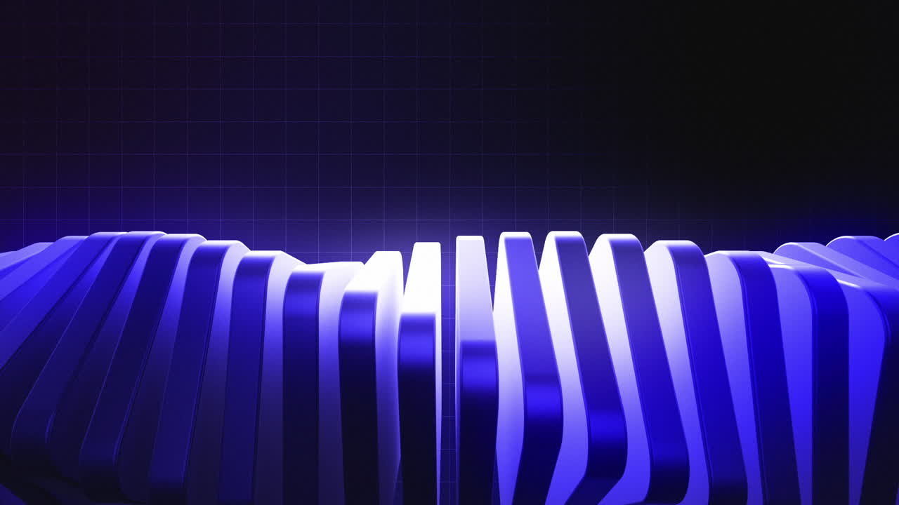 Abstract Blue Wavy Lines Undulating on a Digital Grid