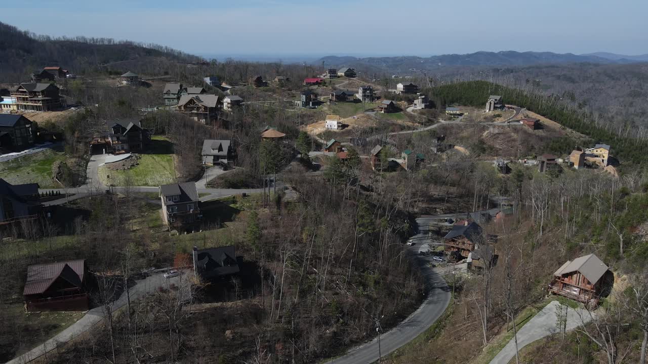 vista aérea de las propiedades de alquiler en pigeon forge, tennessee