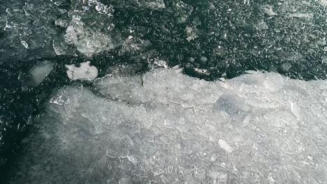 half frozen lake in canada during winter season