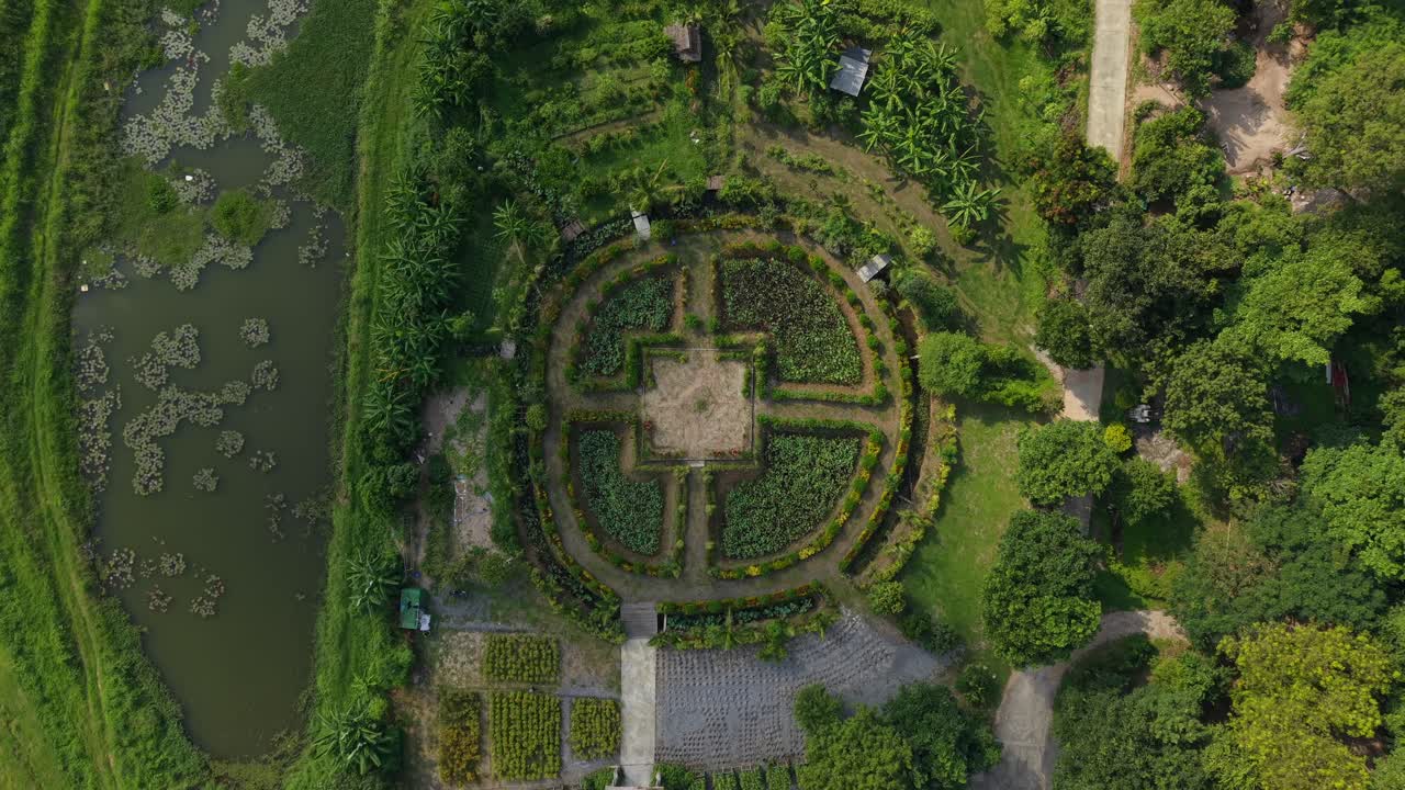 Circular Garden Design with Geometric Patterns