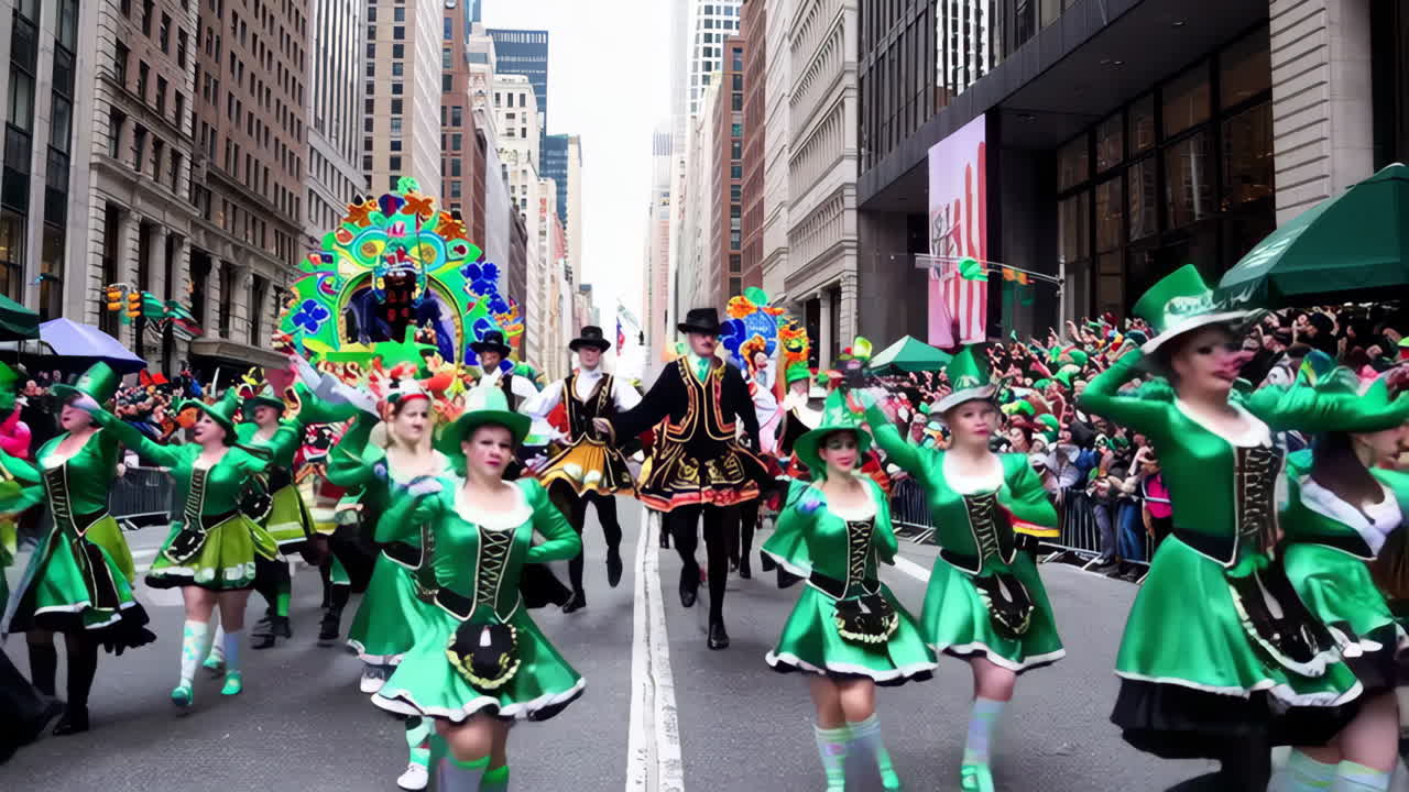 Irish Dancers Performing in a Vibrant St. Patrick's Day Parade
