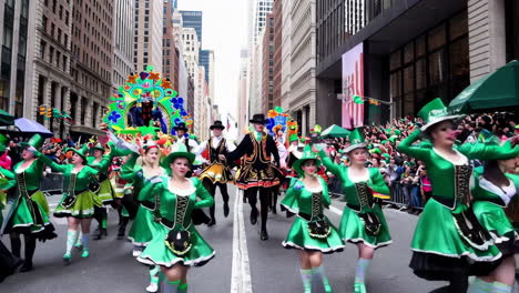 irish dancers performing in a vibrant st. patrick's day parade