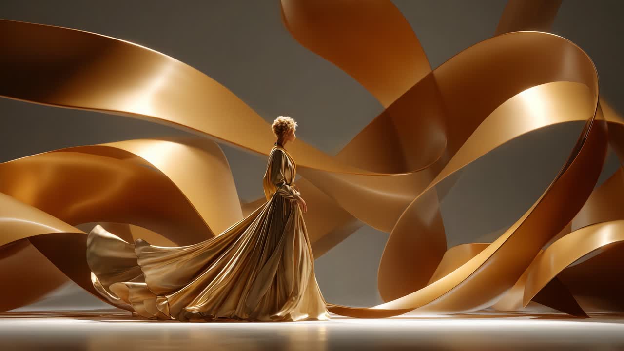 Elegant Woman in Gold Dress