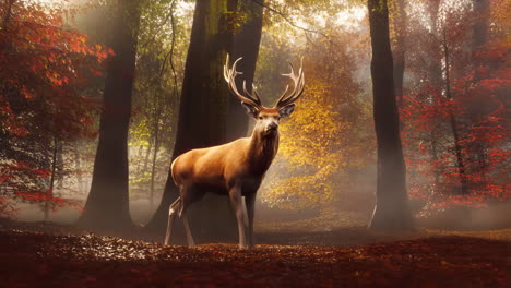 majestic deer in a misty autumn forest