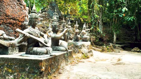 amphitheater of deities statues in buddha magic garden or secret buddha garden