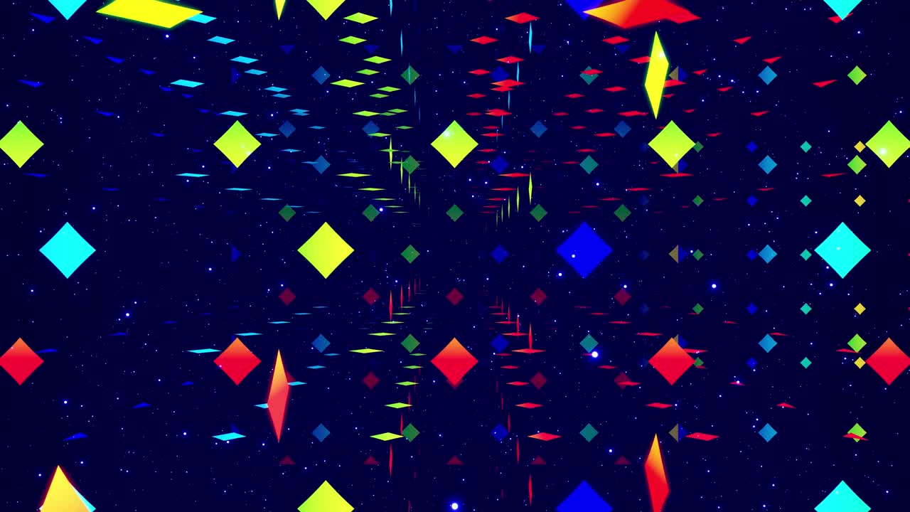 모션 그래픽, 카메라 플라이 인 아트 스페이스, 패턴, 반이는 입자 및 선을 가진 다층 구조, 장식 텍스처, 무지개 그라디언트 색상, 모션 디자인, vj 루프, 추상화, 다채로운 bg, 모던 아트