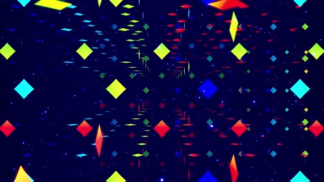 movimiento gráfico, cámara volar en el espacio de arte, estructura multicapa con patrón, partículas de brillo y líneas. textura ornamental color gradiente arco iris. diseño de movimiento vj bucle. abstracto colorido bg. arte moderno