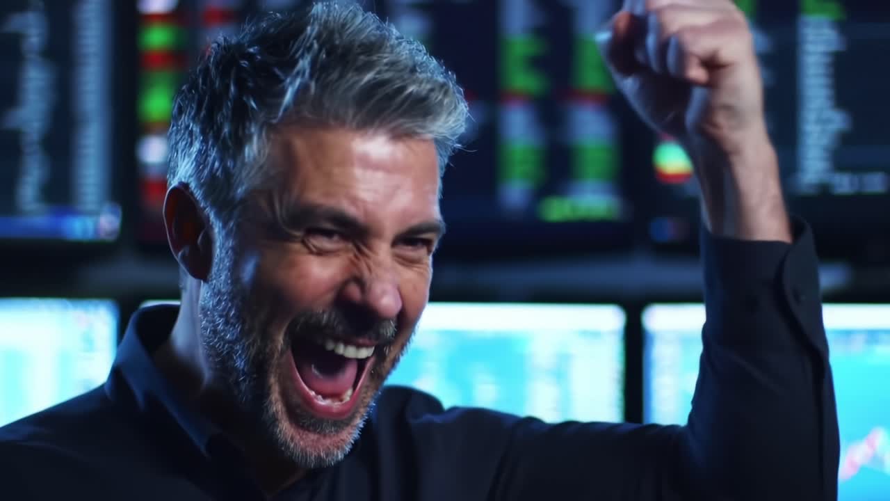 Trader Demonstrates Market Strategies in Bustling Finance Environment