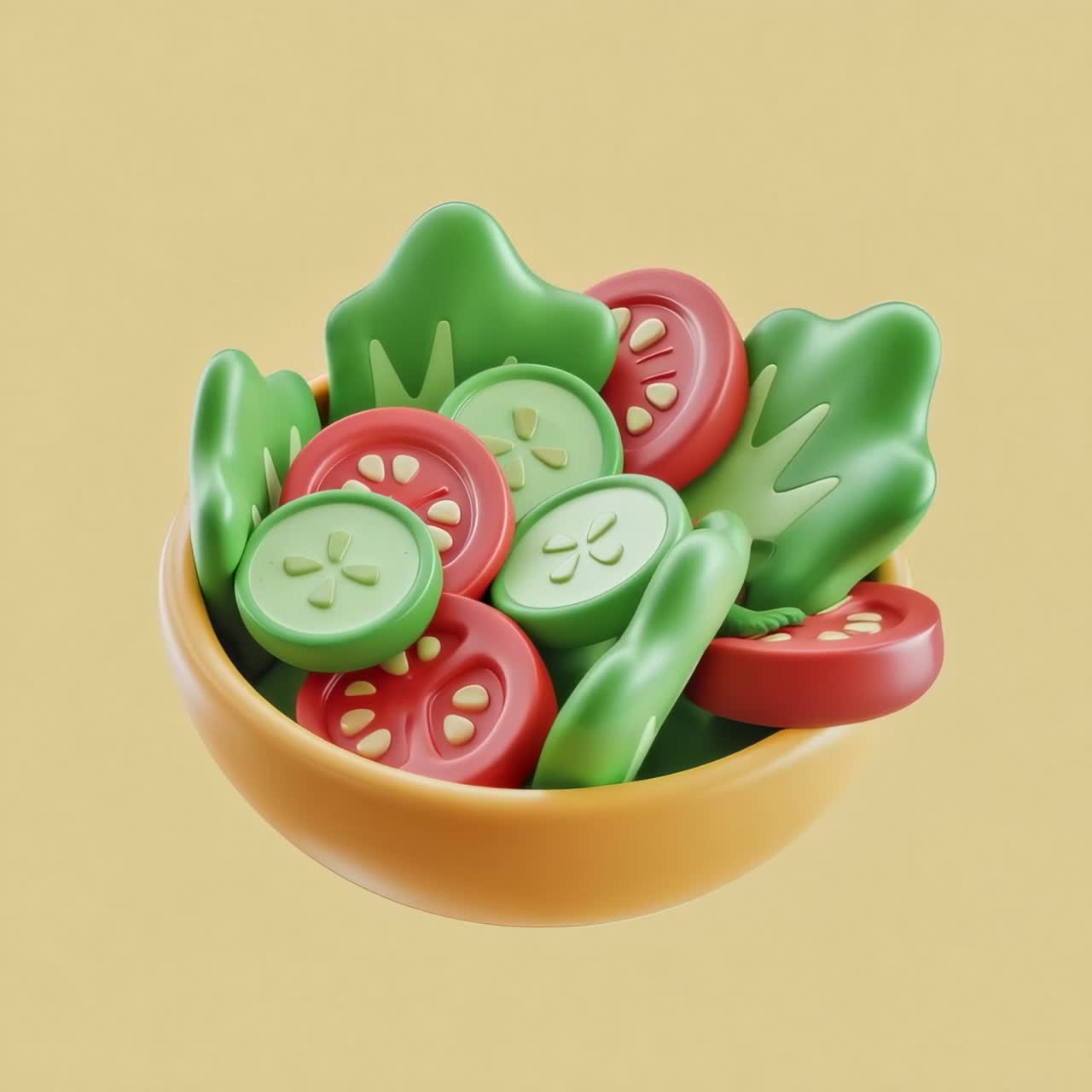 Stylized 3D Render of a Salad Bowl
