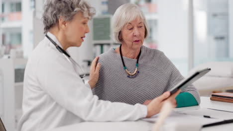 Senior-woman,-doctor-and-tablet-with-patient