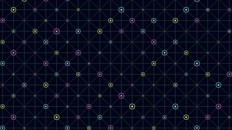 Abstract geometric pattern hexagons, circles, and vibrant colors