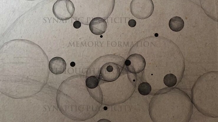 Hand-drawn aesthetic representing synaptic plasticity, thought patterns, and cognitive mapping. Ideal for neuroscience, psychology, and creative education backgrounds.