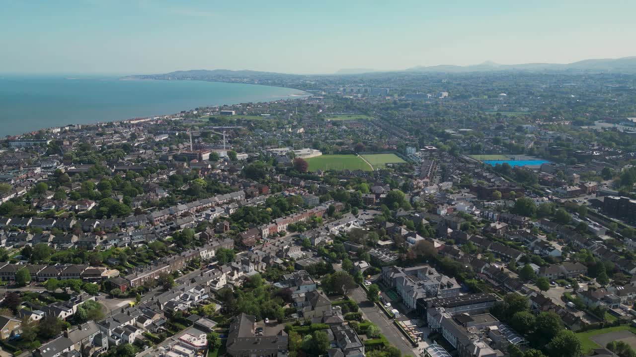 Sandymount residential area in southside Dublin 4, aerial view