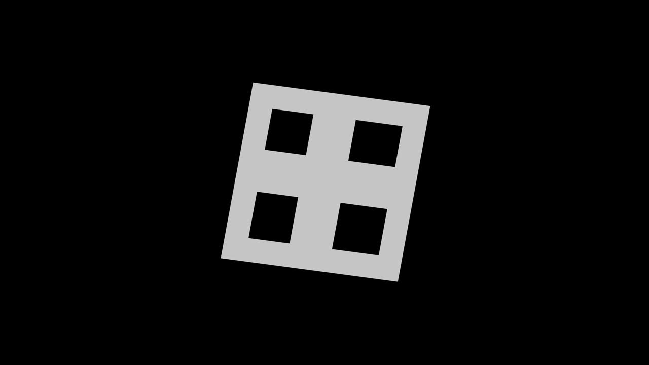 objeto gráfico en blanco y negro con efecto estroboscópico e hipnótico, que gira en el sentido de las agujas del reloj disminuyendo el tamaño de pantalla completa a desaparecer en el centro, en formato de video 16: 9