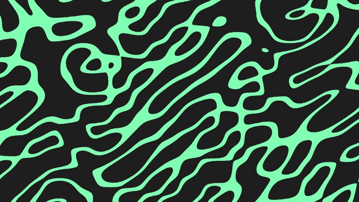 Filmato astratto dinamico con un motivo liquido verde neon e forme organiche fluide su uno sfondo scuro, ideale come sfondo animato moderno per titoli, presentazioni e progetti digitali