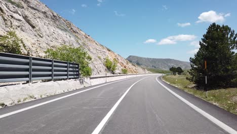 moving view (car, motorbike or bicycle) of a mountain landscape