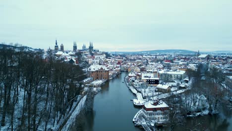 bamberg drone video rising up and revealing cityscape