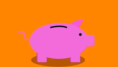 piggy bank money saving concept, looping animation orange