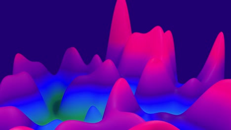 las colinas o picos cambian suavemente en ciclo. 4k abstracto en bucle fantástico fondo con gradiente de color líquido y material de brillo interno. fantástico paisaje cambiante. hermosas transiciones de color