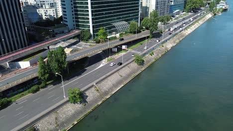 paris riverside near la defence, france