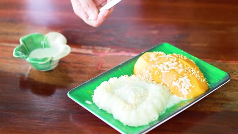 savoring traditional thai mango sticky rice dish