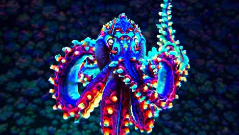 vibrant glowing octopus