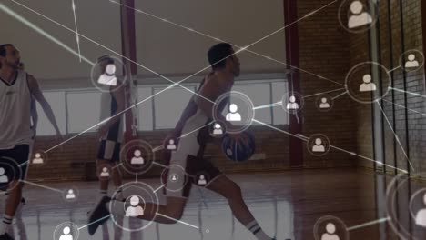 Animation-of-network-of-connections-over-basketball-match