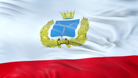 saratov oblast (federal subject of russia) flag waving in the wind with highly detailed fabric texture. seamless loop