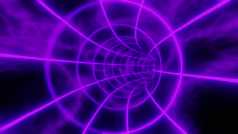 purple color animation loop with glowing lights. interdimensional tunnel background 3d