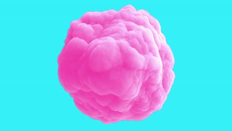 nube rosa aislada en fondo azul. elemento de arte 3d realista en el estilo moderno de stop motion. diseño gráfico abstracto minimalista. animación de dibujos animados de bucle de moda.