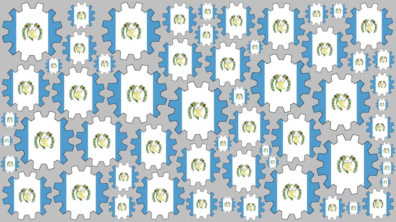Guatemalan flag gears spinning background