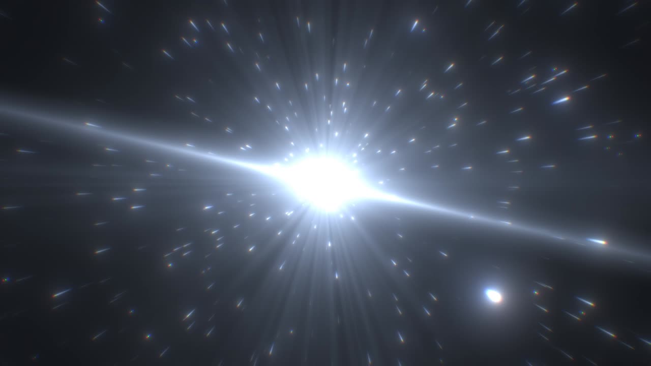 거대한 이저 별은 깊은 우주 공간에서 반이는 에너지 입자를 방출합니다. - 4k 원활한 루프 모션 배경 애니메이션