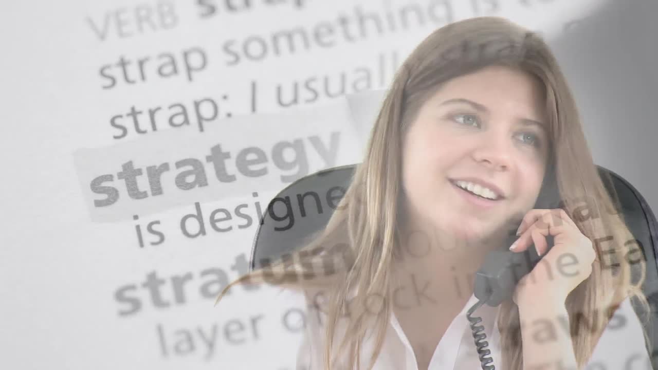Animation of caucasian businesswoman talking on phone over underlining text