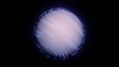 3d glowing neon lines moving around sphere. animation with alpha channel