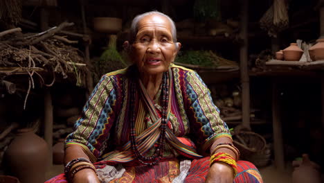 portrait of an elderly indigenous woman in traditional attire