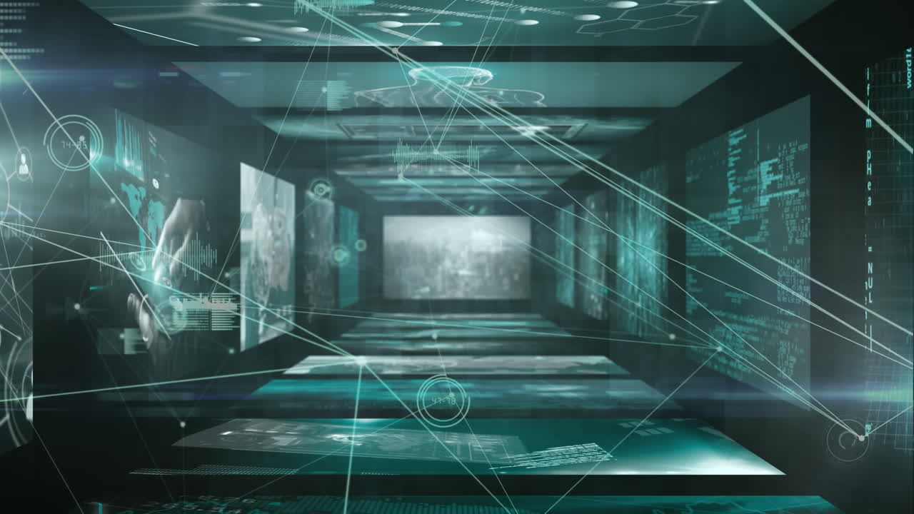 연결 네트워크의 애니메이션 및 스크린을 통해 데이터 처리