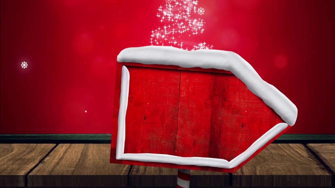 ⁇ 은 배경에 눈이 떨어지고 반 ⁇ 이는 반점 위에 복사 공간이 있는 도로 표지판의 애니메이션