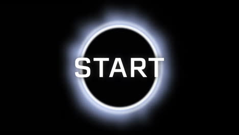 glowing circle with start text animation on black background